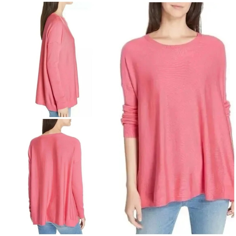 VGUC Eileen Fisher Oversized Swing Knit Tencel Pink Long Sleeve Sweater  M​